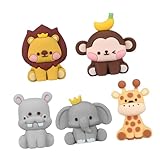 SHOWERORO 5 STK Puppenschmuck tierfiguren Tiere Figuren Tierische Figuren Torte Dekoration tortendeko Tiere fünf Kuchen Tiere Tortenaufleger Tiere Cupcake Topper Cupcake-Topper weiches Gummi