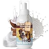 Trockenshampoo Kokos 500ML Schaumspray für Hunde und Katzen, ohne Spülen, Empfindliche Haut, Antiparasitär, Hypoallergen, Dermatitis, Feuchtigkeitsspendend, Glänzend, Deodorant, Natürlich