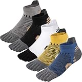 Kevaler Herren Zehensocken Baumwolle Fünf Finger Socken Sneakersocken Laufsocken mit Zehen Einzeln Schweißableitend Atmungsaktive Schnell Trocken für Training Laufen Fitness - 5 Paare