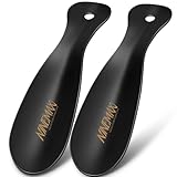 NINEMAX SchuhlöFfel Klein Metall,19cm Mini Schuhanzieher Stabil,Reise SchuhlöFfel Kurz Schwarz,2er Pack