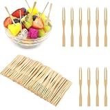 UYVPAER 240 Pcs Holzgabeln,Pommesgabel,Pommesgabeln,Pommes Piekser,Einwegbesteck,Gabeln Einweg,Naturholz Biologisch Abbaubar Holzbesteck Einweg Für Picknick Camping Party Geburtstag - Holzfarb