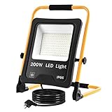 NAIZY LED Baustrahler Arbeitsleuchte 200W 16000LM LED Fluter Floodlight mit 3M Kabel und Wasserdicht IP66 für Innen-und Außenbereich Baustelle Garage - 200W Kaltweiß