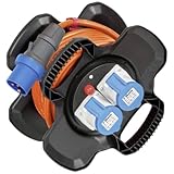 Brennenstuhl CEE 230V Camping Kabeltrommel X-Gum (10m H07RN-F 3G2,5 Kabel in orange, Kabeltrommel mit 2 CEE- und 3 Schutzkontakt-Steckdosen, ständiger Einsatz außen IP44, Made in Germany)
