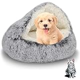 Grau 65cm Flauschig Hundebett Muschelform Katzenbett Warm Tierbett Haustierbett Waschbar Hundesofa Katzensofa Plüsch Hundekorb Katzenkorb Weich Hundekissen Katzenkissen Hunde Katzen Schlafplatz