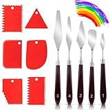 11 Spachtel Set für Strukturpaste Leinwand: 5 Spachtel für Acrylmalerei + 6 Palettenmesser Acrylmalerei Set, Malmesser Künstlerbedarf, Palette Messer Set, Zahnspachtel für Aquarell Ölgemälde Gouache