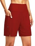 G Gradual Damen-Badehose, 17,8 cm lang, hohe Taille, schnell trocknend, Strand-Badehose für Damen, mit Innentaschen, Rot/Ausflug, einfarbig (Getaway Solids), 3X-Large