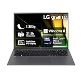 2024 LG gram 17 Zoll Notebook - 1350g Intel Core Ultra7 Laptop (16GB RAM, 1TB Dual SSD, 21,5h Akkulaufzeit, IPS Panel Anti-Glare Display, Win 11 Home) - Grau