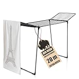 BigDean Wäscheständer 20m extra hoch & Dicke Leinen - Wäscheständer XXL - platzsparend - Klappbarer Flügelwäscheständer- Wäschetrockner Made in Europe