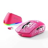 MAMBASNAKE x Attack Shark G3PRO Gaming-Maus mit Magnetischer Ladestation, BT/2.4G Wireless/Kabel, PixArt PAW3311 Sensor, 59g leicht, 25000 DPI Lightspeed Gamer Office-Mäuse, PC/Mac-Berry Rot mit Tape