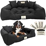 EDANTI Hundebett Hundekissen Katzenbett Personalisiert Hundesofa mit Namen L - XL für große mittelgroße & kleine Hunde (115x95, Schwarz)