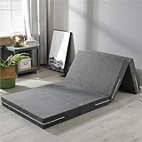 Klappmatratze Kinder 8cm Dicke - Faltbare Bodenmatratze mit Waschbarem Bezug - Reisematratze für Camping, Auto & Outdoor - Gästebett Futon mit Reißverschluss(Gray,200 x 180 x 8 cm)