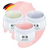 ND 24 Naildesign® Aufbaugel für Gelnägel (3 x 5ml) inkl. Haftgel und Versiegelungsgel - geeignet für UV, Nail Gel made in Germany - 3er Set Gel Builder - professionelles Nagel Aufbaugel in 3 Phasen