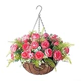 HEBEOT Künstlicher Hängekorb, Rattan-Hängekorb, DIY-Kette, Hängekorb, Garten, Hochzeit, Ornamente, künstliche Blume, 20 x 9,5 cm (T)