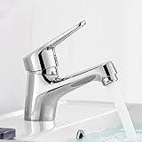 Ibergrif Waschtischarmatur Chrom 60mm Auslaufhöhe, Einhebel-Mischbatterie Kalt mit Warmwasser für Badezimmer, Gäste-WC, Keramik-Kartusche und Wassersparsystem, Messingkern, Einfache Montage, M11050