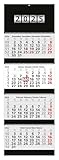 4-Monatskalender 2025 I Wandkalender mit Schieber Premium-Black 4-33,5 x 100 cm - Premium-Design-Kalender mit Wire-O-Bindung - hängt immer glatt und gerade an der Wand - schwarze Rückwand