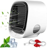 Aira Breeze Luftkühler, Mini Air Breeze Klimaanlage, Luftkühler mit Wasserkühlung Klein, 3 Geschwindigkeiten & USB-betriebener, Tragbarer Klimagerät für Zuhause Büro (Weiß)