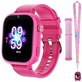 OKYUK 4G Smartwatch Kinder mit Telefon und GPS, Multifunktional Kinderuhr mit Videoanruf, Sportmodi, Wecker, Integrierter App Store, Kinder Smartwatch für Jungen und Mädchen (Rosenrot)