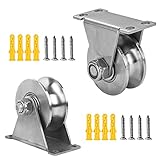 2 Stück U-Rollen Seilrollen mit Kugellager, Umlenkrollen Stahlseile für Schiebetore Seile, 61mm 304 Edelstahl Hebekran Flaschenzüge, Schrauben Tragkraft 180kg, für Lager, Rolltor