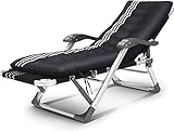 CHCHC Gartenlieger, atmungsaktive synthetische Stoff Liege 15 Positionseinstellung Sonnenbett Aluminiumlegierung Klapper Sonnenstuhl Liegen(Black White+Thick pad)
