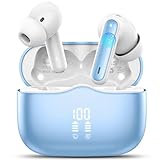 Bluetooth Kopfhörer, In Ear Kopfhörer Kabellos Bluetooth 5.3 HiFi Stereo, Kabellose Kopfhörer mit Noise Cancelling Mic, 40Std Tiefer Bass IP7 Wasserdicht Sport Ohrhörer für Arbeit und Studium Seeblau