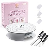 GoodBake drehbare Tortenplatte zum Dekorieren von Kuchen & Torten inkl. 3 Winkelpaletten und 3 Teigkarten, mit Feststellfunktion, Kugellager