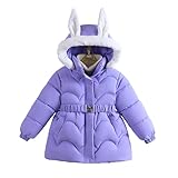Nemopter Kinder Mädchen Wintermantel Daunenjacke Mädchen Warm Jacke mit Kapuze Pelz Parka gepolstert Jacke, violett, 92-98