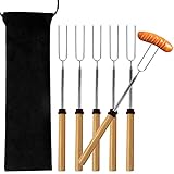 Ksvaye 6 Stück Teleskop Grillspieße Edelstahl Marshmallow Spieße Lagerfeuer Grillgabel Ausziehbar Grillstab Stockbrot Stöcke Roasting Sticks Schaschlikspieße Lagerfeuerspieße Hot Dog Gabel (31-81cm)