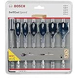 Bosch Professional 7 tlg. SelfCut Speed Flachfräsbohrer-Set (für Holz, mit Verlängerung, 1/4' Sechskantschaft, Ø 16 - 32 mm, Zubehör Bohrmaschinen)