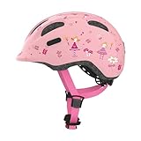 ABUS Kinderhelm Smiley 2.0 - Robuster Fahrradhelm für Mädchen und Jungs - Rosa mit Prinzessinnen-Muster, Größe S