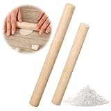 ALTcompluser 2 Stück Teigroller Holz, Buchenholz Nudelholz, 2 Größen Umweltfreundliches Französisches Nudelrolle Holzteigroller für Fondant Pizza Backen Pie Crust Cookies Fondant Kuchen (25cm/30cm)