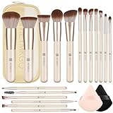 Pinselset Makeup HEYMKGO 18 Stück Professionelle Makeup Pinsel Set mit 2 Puderquaste & Reisetasche, Premium Synthetische Stiftung Puder Blush Blending Face Brush Lidschatten Kit Makeup Pinsel Tools