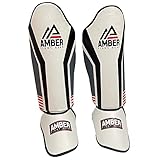 Amber Fight Gear Gladiator Muay Thai Shin-n-Step für Muay Thai Kickboxen Schützendes Training Sparring Schienbeinschoner Paar XL