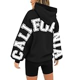 Sunggoko Blackprint Hoodie for Damen Oversize Pullover Mit Kapuze, Sweatshirts für Frauen Baggy Loose Kapuzenpullover Herbst Winter Freizeit Sport Langarmshirt Pullover Damen Langarm