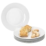 MamboCat Tommy 6er Set Kuchenteller I weiße Porzellan-Frühstücksteller für 6 Personen I kleine Teller für Salat, Dessert & Co. I schickes Geschirr für Frühstück, Mittag, Kaffee & Abendbrot