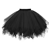 Tüllrock Schwarz,Black Swan Kostüm Damen, Tüllrock Damen Tütü Rock 50Er Ballett Unterrock Elastische Hohe Taille Ballettrock Petticoat Tanzkleid Halloween Karneval Kostüm