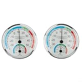 Analoges Innenthermometer Hygrometer zur Raumklimatisierung mit Temperatur- und Luftfeuchtigkeitsmesser, Wandhalterung oder Ständer-Design, zum Ablesen der Komfortzone (2 Stück)