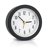 CSL - Wecker analog ohne Ticken – rund – lauter Klingelton – einfache Bedienung – Gute Ablesbarkeit – leiser Sekundenzeiger - Betrieb mit nur 1 Batterie – schwarz