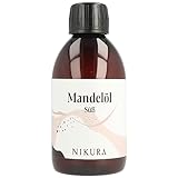 Nikura Mandelöl (Süßes) - 250ml I Für Haut, Haarwuchs, Gesicht, Therapie, Körperöl, Kopfhaut & Nägel I Für Ätherische Öle I Vegan & aus dem UK