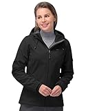 33,000ft Softshelljacke Damen Wasserdichte Atmungsaktive Warme Winterjacke Fleece Übergangsjacke Winddichte Funktionsjacke mit Kapuze Schwarz XL