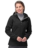 33,000ft Softshelljacke Damen Wasserdichte Atmungsaktive Warme Winterjacke Fleece Übergangsjacke Winddichte Funktionsjacke mit Kapuze Schwarz S