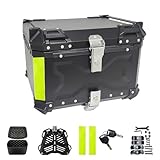 Top Case Motorrad, wasserdichtes Gepäck für Motorräder, Box mit Sicherheitsschloss, Motorradkoffer zur Aufbewahrung von Helmen, Aluminium Top Case für die meisten Motorräder und Maxi-Roller (55 l