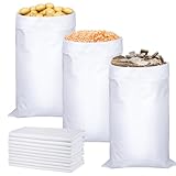 JABNOW 65 x 105 cm Polypropylen Sack 10 Stück Weiße Gewebesäcke, 50kg Getreidesack Groß Lagersack für Futtermittel Baukies Getreide und Laub