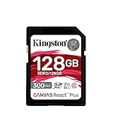 Kingston Canvas React Plus 128GB SDXC Speicherkarte UHS-II 300R/260W U3 V90 für Full HD/4K/8K - SDR2/128GB