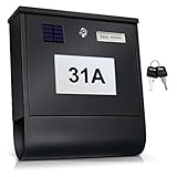 TÄGA TG-2214S Solar Briefkasten anthrazit mit beleuchteter...