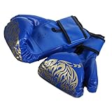 JOINPAYA Boxhandschuhe für Komfortable Thai Boxhandschuhe mit Verstellbarem Handgelenk für Training und Sparring Tiger Design Blau
