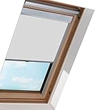 EINFEBEN Verdunkelungsrollo Rollo mit Seitenschienen für Dachfenster / M06 Grau (61.3x94.0cm)/ Verdunkelungs-Rollo Fensterrollo