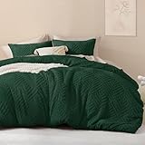 Litanika Übergroßes Bettwäsche-Set für King-Size-Bett, Smaragdgrün, 3-teilig, dunkelgrün, getuftet, Boho, Bauernhaus-Bettwäsche-Set, leicht, flauschig, Ganzjahres-Bettwäsche-Set (308 x 248 cm