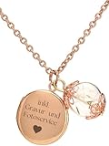 Personalisierte Kette Foto Medaillon mit Pusteblumen Anhänger Inkl. Fotoservice - Rosegold - Kette 70cm - Naturschmuck - Exklusive Geschenkbox