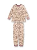 Sanetta Mädchen-Schlafanzug lang aus Nicki beige Blumen | Hochwertiger und bequemer Schlafanzug aus Nicki für Mädchen.