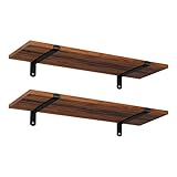 SONGMICS Wandregale, 2 Stück, schwimmend, dekorativ, Retro-Stil, maximale Belastung 15 kg/Einheit, 60 x 20 x 7 cm, MDF, Braun und Schwarz LWS04NB